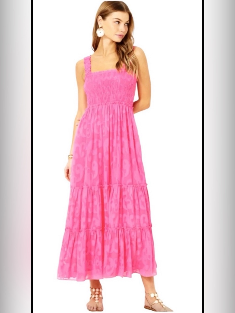Lilly Pulitzer Roxie Pink Smocked Maxi Dress